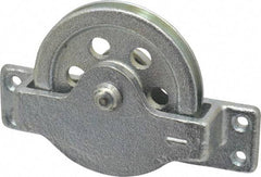 Value Collection - Single Open Side Mount Guidance Pulley - Sheave, 2-1/2 Inch Outside Diameter, Wire Rope, 3/16 Inch Diameter, 0.144 Inch to 0.155 Inch Mounting Hole Diameter Iron, Galvanized Finish - Benchmark Tooling