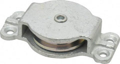 Value Collection - Single Closed Side Mount Guidance Pulley - Sheave, 2 Inch Outside Diameter, Wire Rope, 1/4 Inch Diameter, 0.209 Inch to 0.22 Inch Mounting Hole Diameter Iron, Galvanized Finish - Benchmark Tooling