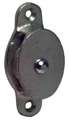 Value Collection - Single Side Side Mount Guidance Pulley - Sheave, 1-3/8 Inch Outside Diameter, Fibrous Rope, 5/16 Inch Diameter, 0.183 Inch to 0.194 Inch Mounting Hole Diameter Malleable Iron, Galvanized Finish - Benchmark Tooling