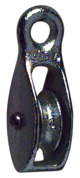 Value Collection - Rigid Eye Single Sheave Pulley - Sheave, 3 Inch Outside Diameter, Fibrous Rope, 3/4 Inch Diameter, Malleable Iron, Galvanized Finish - Benchmark Tooling