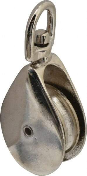 Value Collection - Swivel Eye Single Sheave Pulley - Sheave, 2 Inch Outside Diameter, Fibrous Rope, 7/16 Inch Diameter, Gray Iron, Zinc Plated Finish - Benchmark Tooling