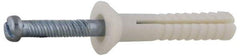 Value Collection - 1/4" Diam, 1/4" Drill, 2" OAL, 1-1/4" Min Embedment Hammer Drive Concrete Anchor - Nylon, Zinc-Plated Finish, Flat Head - Benchmark Tooling