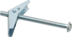 Value Collection - 1/4" Screw, 1/4" Diam, 4" Long, Toggle Bolt Drywall & Hollow Wall Anchor - 1/4" Drill, Zinc Plated, Steel, Use in Concrete, & Masonry, Hollow Tile, Plaster & Wallboard - Benchmark Tooling