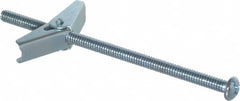 Value Collection - 1/4" Screw, 1/4" Diam, 5" Long, Toggle Bolt Drywall & Hollow Wall Anchor - 1/4" Drill, Zinc Plated, Steel, Use in Concrete, & Masonry, Hollow Tile, Plaster & Wallboard - Benchmark Tooling