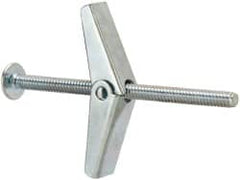 Value Collection - 3/16" Screw, 3/16" Diam, 3" Long, Toggle Bolt Drywall & Hollow Wall Anchor - 3/16" Drill, Zinc Plated, Steel, Use in Concrete, & Masonry, Hollow Tile, Plaster & Wallboard - Benchmark Tooling