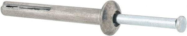 Value Collection - 1/4" Diam, 1/4" Drill, 2" OAL, Hammer Drive Concrete Anchor - Zamac Alloy, Zinc-Plated Finish, Mushroom Head - Benchmark Tooling