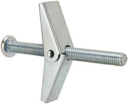 Value Collection - 1/8" Screw, 1/8" Diam, 2" Long, Toggle Bolt Drywall & Hollow Wall Anchor - 1/8" Drill, Zinc Plated, Steel, Use in Concrete, & Masonry, Hollow Tile, Plaster & Wallboard - Benchmark Tooling