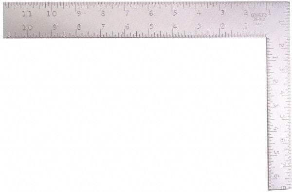 Stanley - 8" Blade Length x 1" Blade Width, 12" Base Length x 1-1/2" Base Width Steel Square - 1 Inch Wide Blade, 1-1/2 Inch Wide Base - Benchmark Tooling