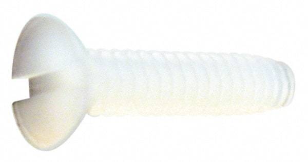Made in USA - #4-40 UNC, 3/4" OAL Slotted Drive Machine Screw - Flat Head, Grade 6/6 Nylon, Uncoated, Without Washer - Benchmark Tooling