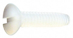 Made in USA - #10-24 UNC, 1/2" OAL Slotted Drive Machine Screw - Flat Head, Grade 6/6 Nylon, Uncoated, Without Washer - Benchmark Tooling