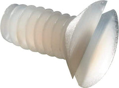 Made in USA - #4-40 UNC, 1/4" OAL Slotted Drive Machine Screw - Flat Head, Grade 6/6 Nylon, Uncoated, Without Washer - Benchmark Tooling