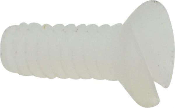 Made in USA - #4-40 UNC, 5/16" OAL Slotted Drive Machine Screw - Flat Head, Grade 6/6 Nylon, Uncoated, Without Washer - Benchmark Tooling