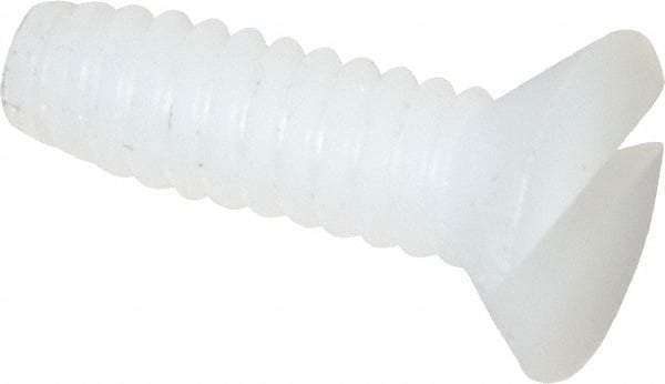 Made in USA - #4-40 UNC, 3/8" OAL Slotted Drive Machine Screw - Flat Head, Grade 6/6 Nylon, Uncoated, Without Washer - Benchmark Tooling