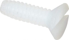 Made in USA - #4-40 UNC, 3/8" OAL Slotted Drive Machine Screw - Flat Head, Grade 6/6 Nylon, Uncoated, Without Washer - Benchmark Tooling