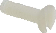 Made in USA - #6-32 UNC, 1/2" OAL Slotted Drive Machine Screw - Flat Head, Grade 6/6 Nylon, Uncoated, Without Washer - Benchmark Tooling