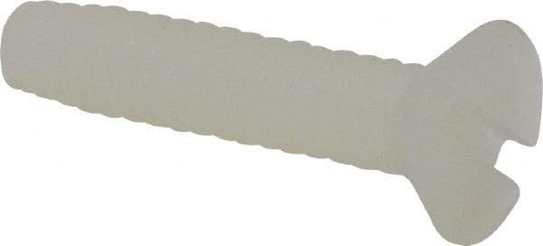 Made in USA - #6-32 UNC, 5/8" OAL Slotted Drive Machine Screw - Flat Head, Grade 6/6 Nylon, Uncoated, Without Washer - Benchmark Tooling