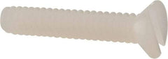 Made in USA - #6-32 UNC, 3/4" OAL Slotted Drive Machine Screw - Flat Head, Grade 6/6 Nylon, Uncoated, Without Washer - Benchmark Tooling