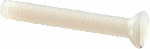 Made in USA - #6-32 UNC, 1" OAL Slotted Drive Machine Screw - Flat Head, Grade 6/6 Nylon, Uncoated, Without Washer - Benchmark Tooling
