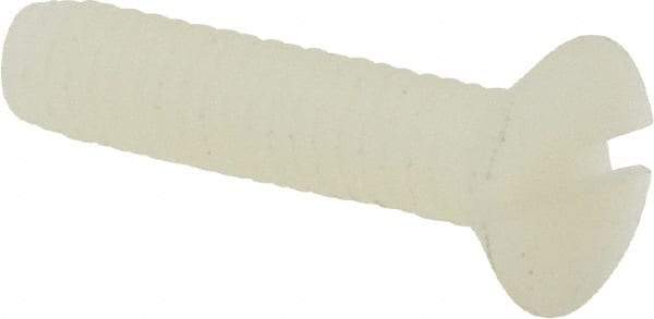 Made in USA - #8-32 UNC, 3/4" OAL Slotted Drive Machine Screw - Flat Head, Grade 6/6 Nylon, Uncoated, Without Washer - Benchmark Tooling