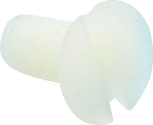 Made in USA - #10-32 UNF, 3/8" OAL Slotted Drive Machine Screw - Flat Head, Grade 6/6 Nylon, Uncoated, Without Washer - Benchmark Tooling