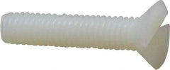 Made in USA - #10-32 UNF, 7/8" OAL Slotted Drive Machine Screw - Flat Head, Grade 6/6 Nylon, Uncoated, Without Washer - Benchmark Tooling