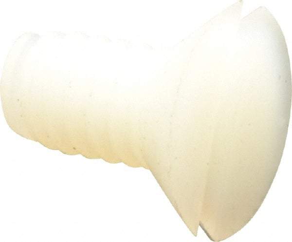 Made in USA - 1/4-20 UNC, 1/2" OAL Slotted Drive Machine Screw - Flat Head, Grade 6/6 Nylon, Uncoated, Without Washer - Benchmark Tooling