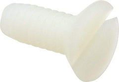 Made in USA - 1/4-20 UNC, 5/8" OAL Slotted Drive Machine Screw - Flat Head, Grade 6/6 Nylon, Uncoated, Without Washer - Benchmark Tooling