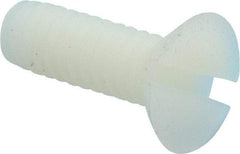 Made in USA - 1/4-20 UNC, 3/4" OAL Slotted Drive Machine Screw - Flat Head, Grade 6/6 Nylon, Uncoated, Without Washer - Benchmark Tooling