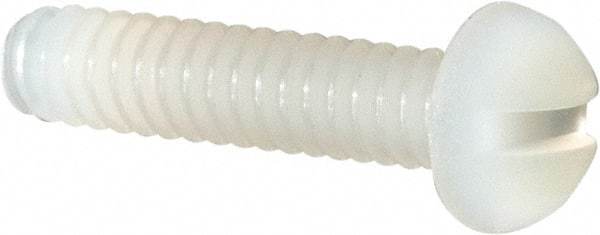 Made in USA - #4-40 UNC, 1/2" Length Under Head Slotted Drive Machine Screw - Round Head, Grade 6/6 Nylon, Uncoated, Without Washer - Benchmark Tooling