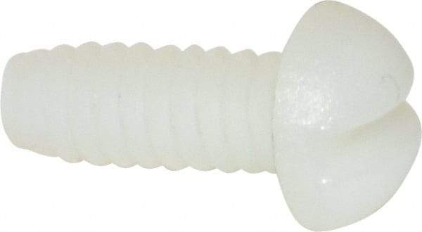 Made in USA - #6-32 UNC, 3/8" Length Under Head Slotted Drive Machine Screw - Round Head, Grade 6/6 Nylon, Uncoated, Without Washer - Benchmark Tooling