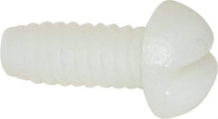 Made in USA - #6-32 UNC, 3/8" Length Under Head Slotted Drive Machine Screw - Round Head, Grade 6/6 Nylon, Uncoated, Without Washer - Benchmark Tooling