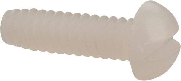 Made in USA - #6-32 UNC, 1/2" Length Under Head Slotted Drive Machine Screw - Round Head, Grade 6/6 Nylon, Uncoated, Without Washer - Benchmark Tooling
