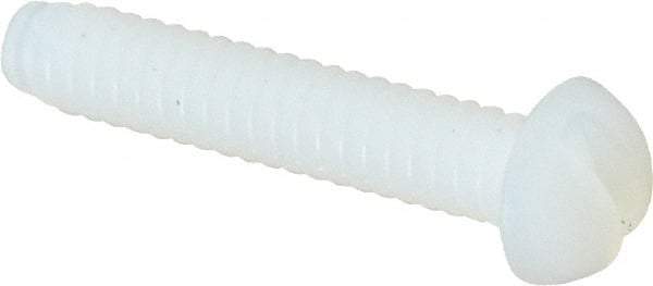 Made in USA - #6-32 UNC, 3/4" Length Under Head Slotted Drive Machine Screw - Round Head, Grade 6/6 Nylon, Uncoated, Without Washer - Benchmark Tooling
