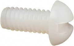 Made in USA - #8-32 UNC, 3/8" Length Under Head Slotted Drive Machine Screw - Round Head, Grade 6/6 Nylon, Uncoated, Without Washer - Benchmark Tooling