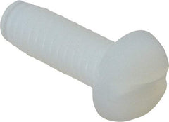 Made in USA - #8-32 UNC, 1/2" Length Under Head Slotted Drive Machine Screw - Round Head, Grade 6/6 Nylon, Uncoated, Without Washer - Benchmark Tooling