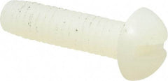 Made in USA - #8-32 UNC, 5/8" Length Under Head Slotted Drive Machine Screw - Round Head, Grade 6/6 Nylon, Uncoated, Without Washer - Benchmark Tooling
