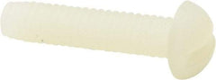 Made in USA - #8-32 UNC, 3/4" Length Under Head Slotted Drive Machine Screw - Round Head, Grade 6/6 Nylon, Uncoated, Without Washer - Benchmark Tooling