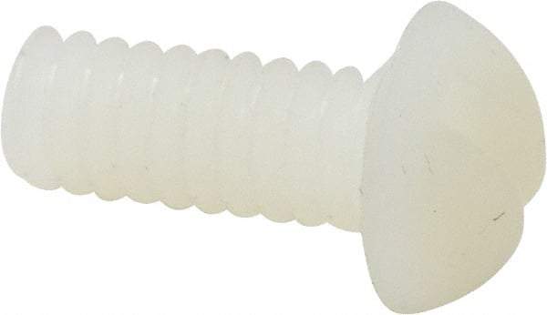 Made in USA - #10-24 UNC, 1/2" Length Under Head Slotted Drive Machine Screw - Round Head, Grade 6/6 Nylon, Uncoated, Without Washer - Benchmark Tooling
