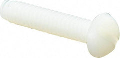 Made in USA - #10-24 UNC, 1" Length Under Head Slotted Drive Machine Screw - Round Head, Grade 6/6 Nylon, Uncoated, Without Washer - Benchmark Tooling