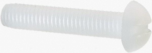 Made in USA - #10-32 UNF, 1" Length Under Head Slotted Drive Machine Screw - Round Head, Grade 6/6 Nylon, Uncoated, Without Washer - Benchmark Tooling