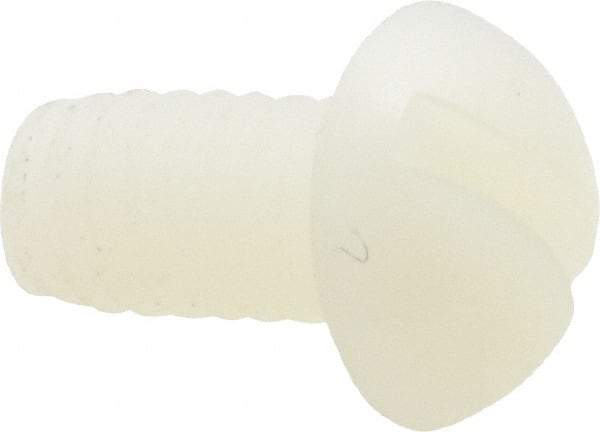 Made in USA - 1/4-20 UNC, 1/2" Length Under Head Slotted Drive Machine Screw - Round Head, Grade 6/6 Nylon, Uncoated, Without Washer - Benchmark Tooling