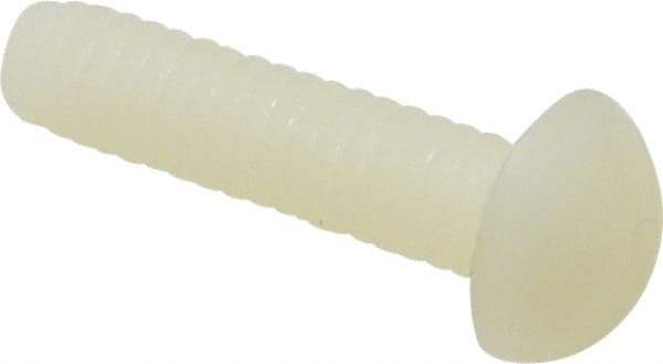 Made in USA - 1/4-20 UNC, 1" Length Under Head Slotted Drive Machine Screw - Round Head, Grade 6/6 Nylon, Uncoated, Without Washer - Benchmark Tooling