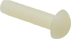 Made in USA - 1/4-20 UNC, 1" Length Under Head Slotted Drive Machine Screw - Round Head, Grade 6/6 Nylon, Uncoated, Without Washer - Benchmark Tooling