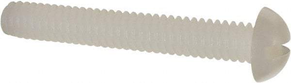 Made in USA - 1/4-20 UNC, 1-3/4" Length Under Head Slotted Drive Machine Screw - Round Head, Grade 6/6 Nylon, Uncoated, Without Washer - Benchmark Tooling