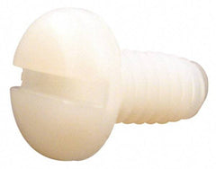 Made in USA - #4-40 UNC, 7/16" Length Under Head Slotted Drive Machine Screw - Pan Head, Grade 6/6 Nylon, Uncoated, Without Washer - Benchmark Tooling