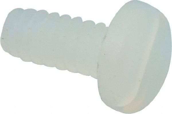 Made in USA - #4-40 UNC, 1/4" Length Under Head Slotted Drive Machine Screw - Pan Head, Grade 6/6 Nylon, Uncoated, Without Washer - Benchmark Tooling
