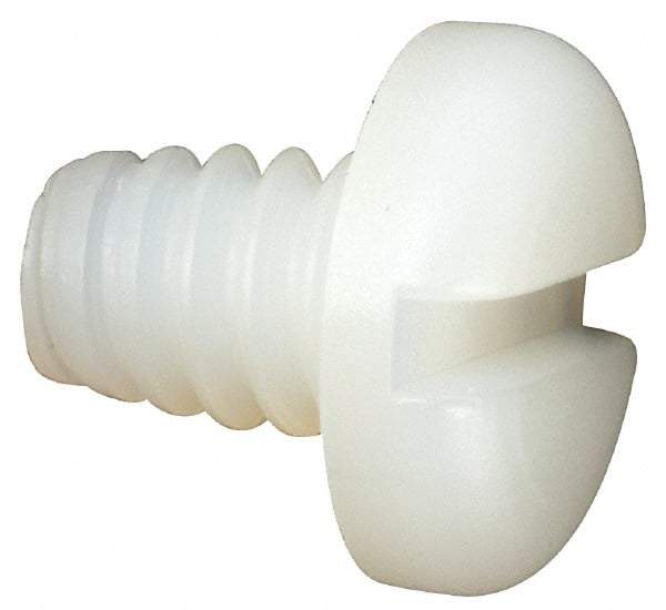 Made in USA - #10-24 UNC, 1/4" Length Under Head Slotted Drive Machine Screw - Pan Head, Grade 6/6 Nylon, Uncoated, Without Washer - Benchmark Tooling