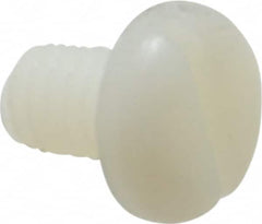 Made in USA - 1/4-20 UNC, 3/8" Length Under Head Slotted Drive Machine Screw - Pan Head, Grade 6/6 Nylon, Uncoated, Without Washer - Benchmark Tooling