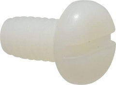 Made in USA - 1/4-20 UNC, 1/2" Length Under Head Slotted Drive Machine Screw - Pan Head, Grade 6/6 Nylon, Uncoated, Without Washer - Benchmark Tooling
