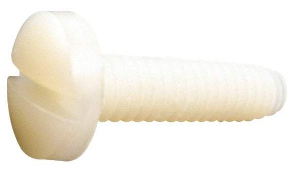Made in USA - #10-32 UNF, 3/8" Length Under Head Slotted Drive Machine Screw - Binding Head, Grade 6/6 Nylon, Uncoated, Without Washer - Benchmark Tooling